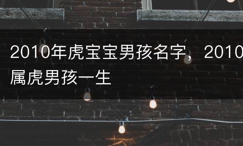 2010年虎宝宝男孩名字，2010属虎男孩一生
