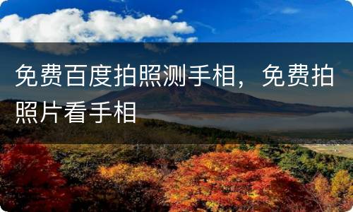免费百度拍照测手相，免费拍照片看手相