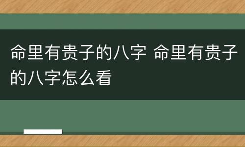 命里有贵子的八字 命里有贵子的八字怎么看