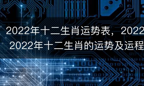 2022年十二生肖运势表，2022 2022年十二生肖的运势及运程