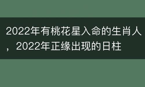 2022年有桃花星入命的生肖人，2022年正缘出现的日柱