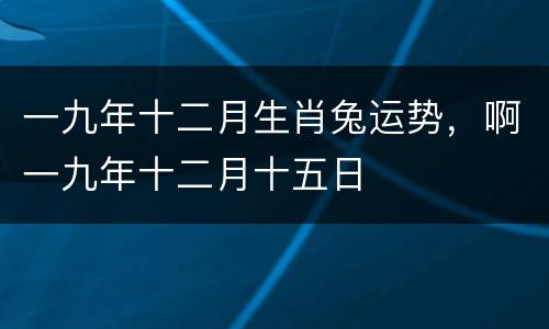 一九年十二月生肖兔运势，啊一九年十二月十五日