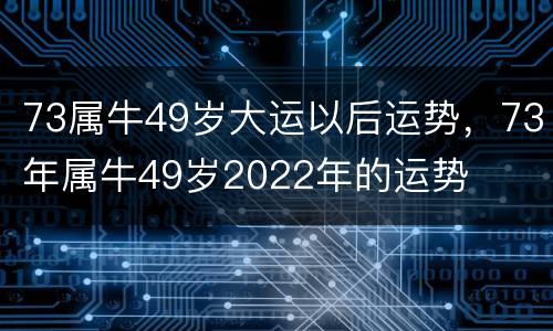 73属牛49岁大运以后运势，73年属牛49岁2022年的运势