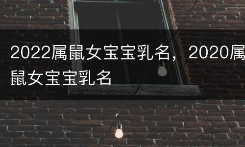2022属鼠女宝宝乳名，2020属鼠女宝宝乳名