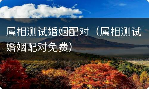 属相测试婚姻配对（属相测试婚姻配对免费）