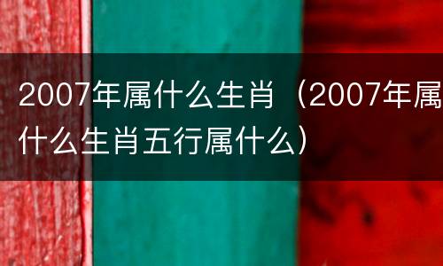 2007年属什么生肖（2007年属什么生肖五行属什么）