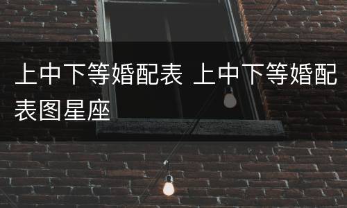 上中下等婚配表 上中下等婚配表图星座