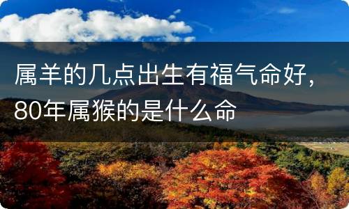 属羊的几点出生有福气命好，80年属猴的是什么命