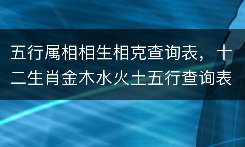 五行属相相生相克查询表，十二生肖金木水火土五行查询表