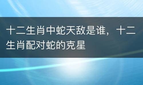 十二生肖中蛇天敌是谁，十二生肖配对蛇的克星