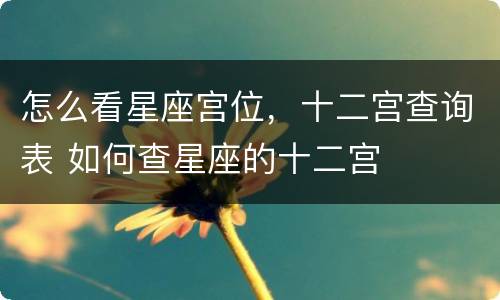 怎么看星座宫位，十二宫查询表 如何查星座的十二宫