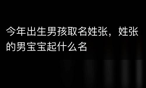 今年出生男孩取名姓张，姓张的男宝宝起什么名