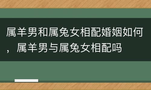 属羊男和属兔女相配婚姻如何，属羊男与属兔女相配吗