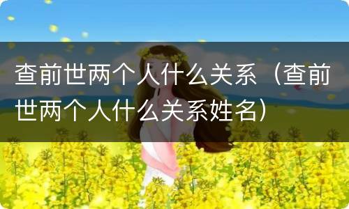 查前世两个人什么关系（查前世两个人什么关系姓名）