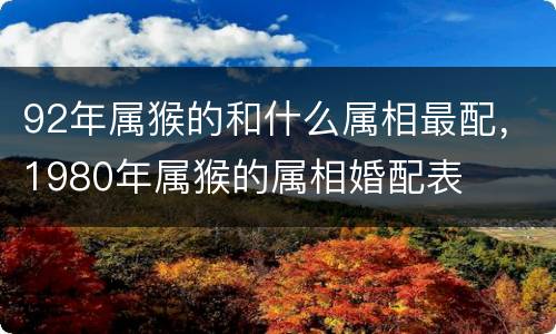 92年属猴的和什么属相最配，1980年属猴的属相婚配表