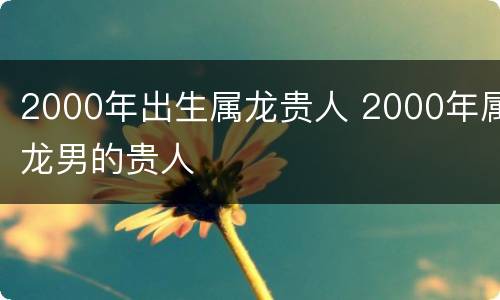 2000年出生属龙贵人 2000年属龙男的贵人