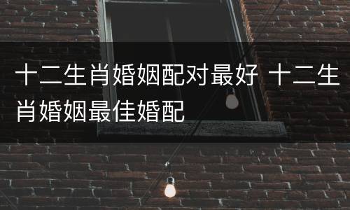 十二生肖婚姻配对最好 十二生肖婚姻最佳婚配