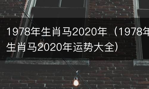 1978年生肖马2020年（1978年生肖马2020年运势大全）