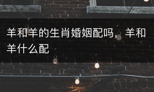 羊和羊的生肖婚姻配吗，羊和羊什么配