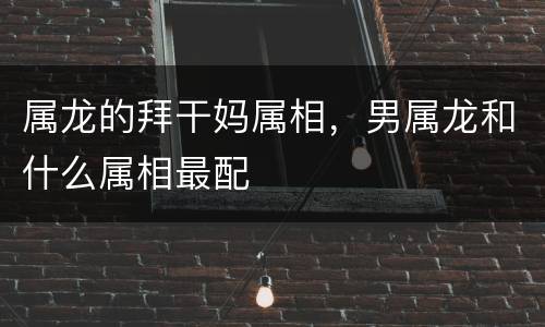 属龙的拜干妈属相，男属龙和什么属相最配