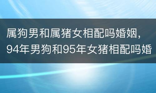 属狗男和属猪女相配吗婚姻，94年男狗和95年女猪相配吗婚姻