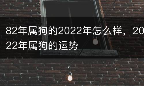 82年属狗的2022年怎么样，2022年属狗的运势