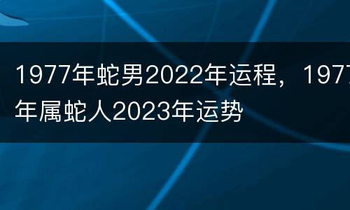 1977年蛇男2022年运程，1977年属蛇人2023年运势
