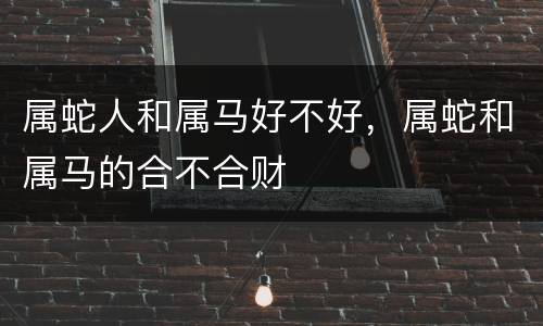 属蛇人和属马好不好，属蛇和属马的合不合财