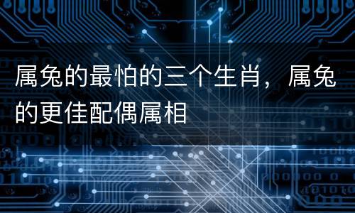 属兔的最怕的三个生肖，属兔的更佳配偶属相