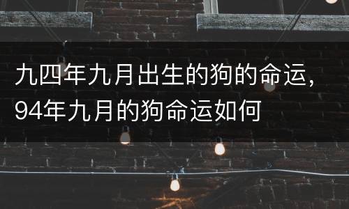 九四年九月出生的狗的命运，94年九月的狗命运如何