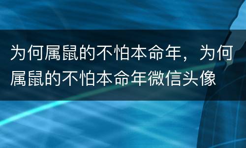 为何属鼠的不怕本命年，为何属鼠的不怕本命年微信头像