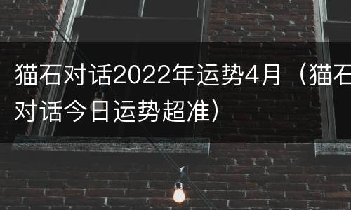 猫石对话2022年运势4月（猫石对话今日运势超准）