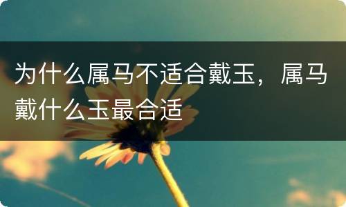 为什么属马不适合戴玉，属马戴什么玉最合适