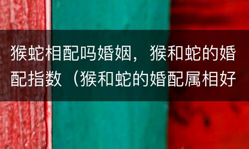 猴蛇相配吗婚姻，猴和蛇的婚配指数（猴和蛇的婚配属相好吗）