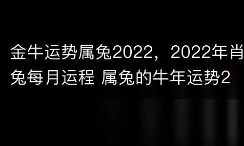 金牛运势属兔2022，2022年肖兔每月运程 属兔的牛年运势2022年运势