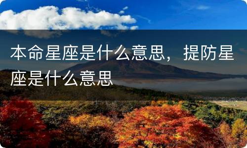 本命星座是什么意思，提防星座是什么意思