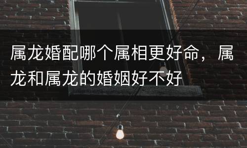 属龙婚配哪个属相更好命，属龙和属龙的婚姻好不好