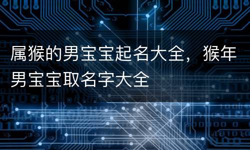 属猴的男宝宝起名大全，猴年男宝宝取名字大全