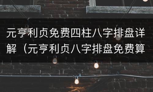 元亨利贞免费四柱八字排盘详解（元亨利贞八字排盘免费算命详细排盘）