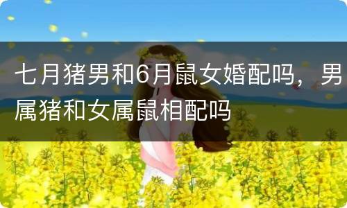 七月猪男和6月鼠女婚配吗，男属猪和女属鼠相配吗