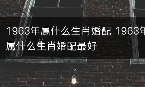 1963年属什么生肖婚配 1963年属什么生肖婚配最好