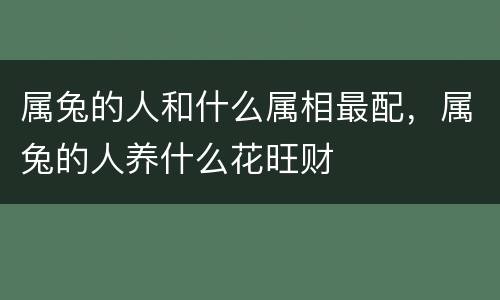 属兔的人和什么属相最配，属兔的人养什么花旺财