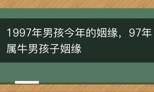 1997年男孩今年的姻缘，97年属牛男孩子姻缘