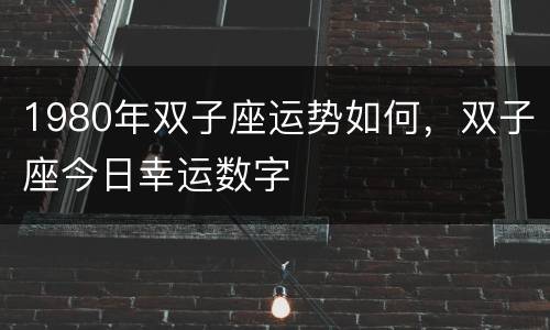1980年双子座运势如何，双子座今日幸运数字
