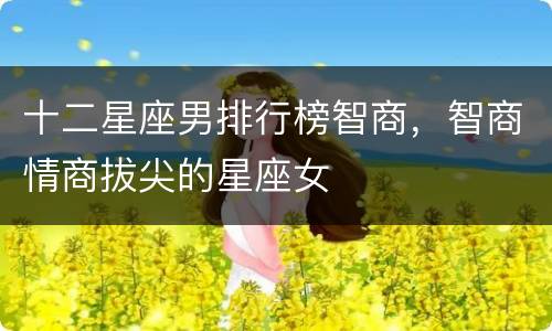 十二星座男排行榜智商，智商情商拔尖的星座女