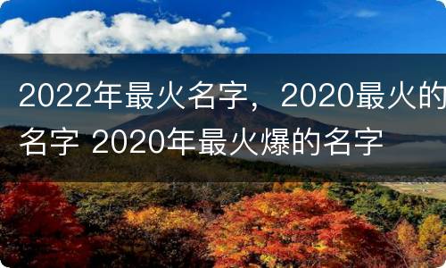 2022年最火名字，2020最火的名字 2020年最火爆的名字