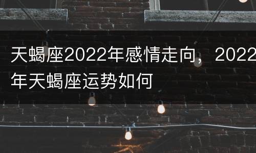 天蝎座2022年感情走向，2022年天蝎座运势如何