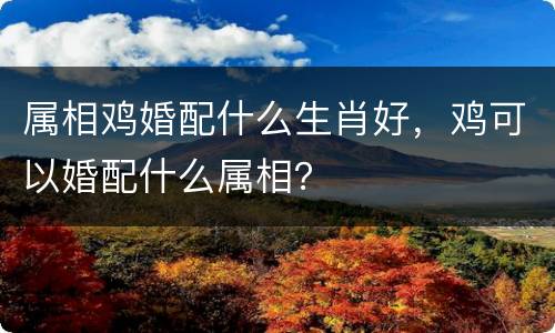 属相鸡婚配什么生肖好，鸡可以婚配什么属相？