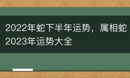 2022年蛇下半年运势，属相蛇2023年运势大全