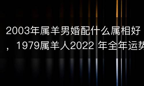 2003年属羊男婚配什么属相好，1979属羊人2022 年全年运势